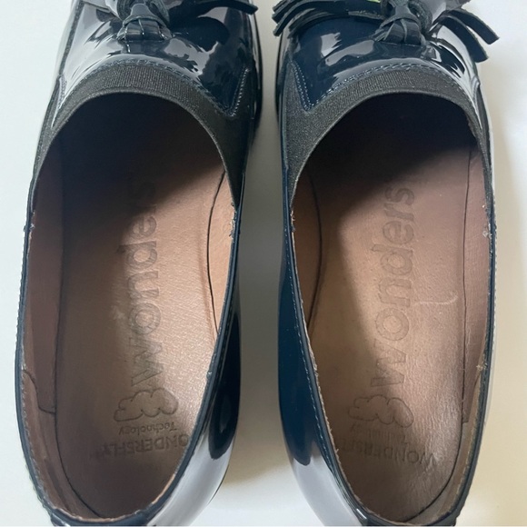 Wonders Alba Navy Patent Leather Gored Platform Wedge Tassel Loafers Size 10 - Picture 5 of 16